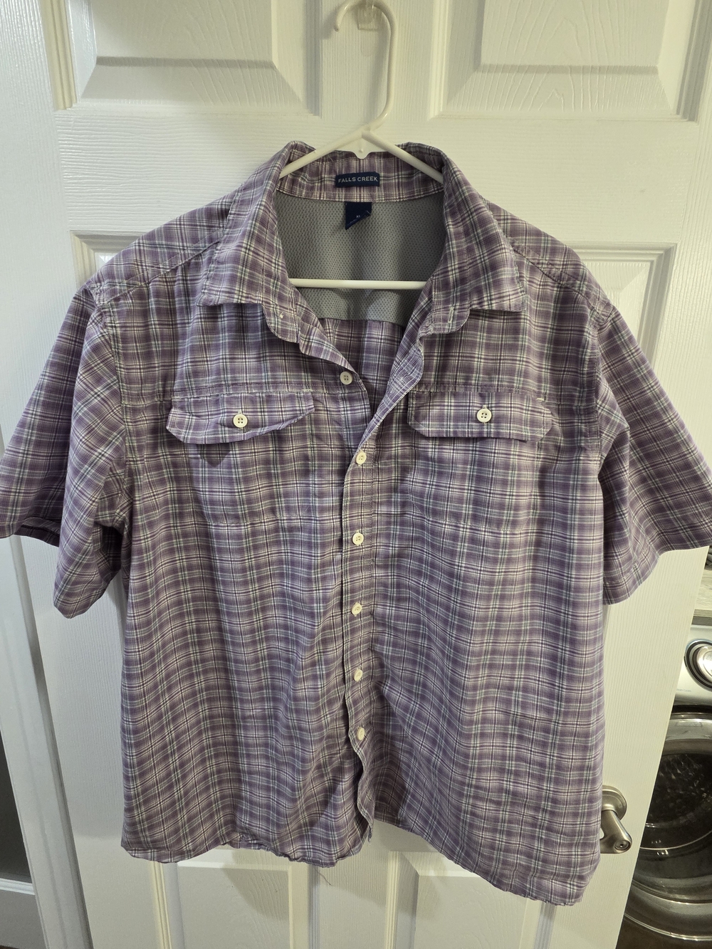Falls Creek Lavender Plaid Short-Sleeve Button-Up Shirt